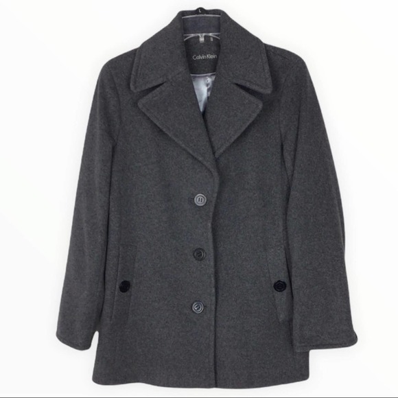 Calvin Klein Jackets & Blazers - Calvin Klein | Heather Gray Wool Cashmere Peacoat M